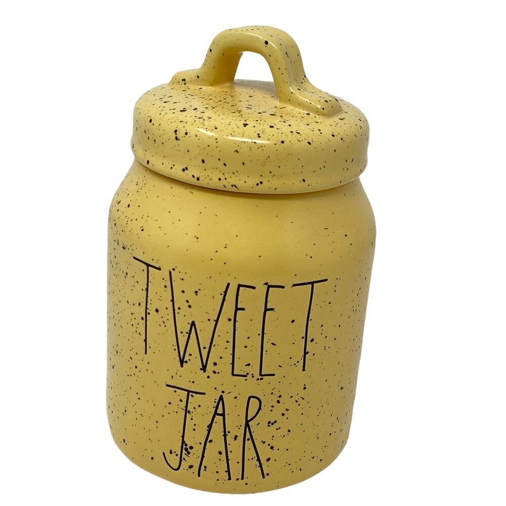 Rae Dunn Farmhouse Easter Spring Yellow Speckled TWEET JAR Ceramic Jar And‎ Lid